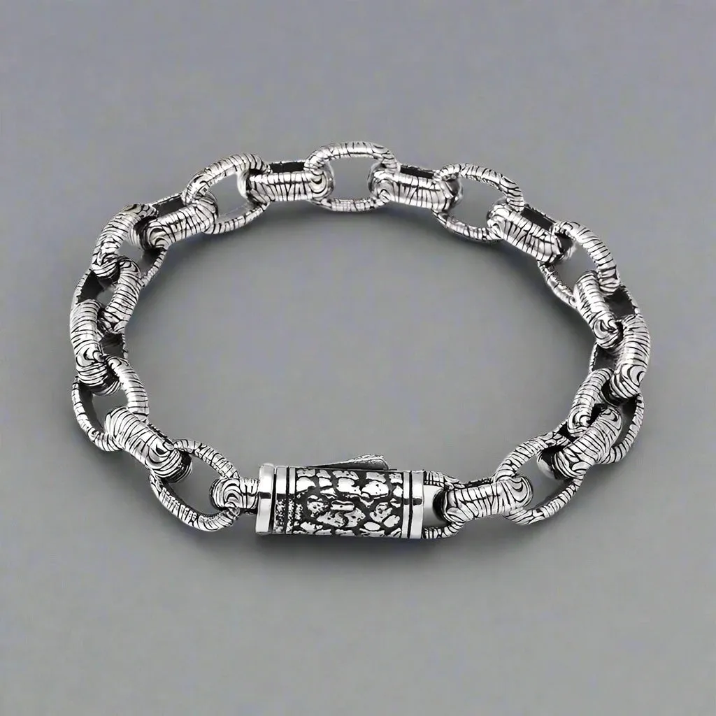 Vintage Bold Stone Chain Pattern Bracelet