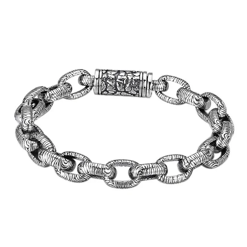 Vintage Bold Stone Chain Pattern Bracelet