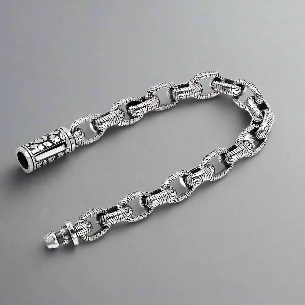 Vintage Bold Stone Chain Pattern Bracelet