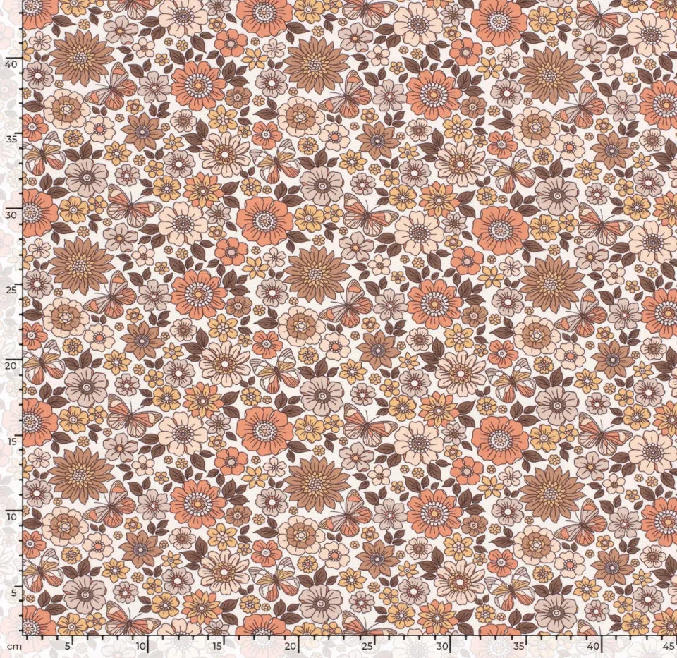 VINTAGE FLOWERS COTTON JERSEY PER METRE