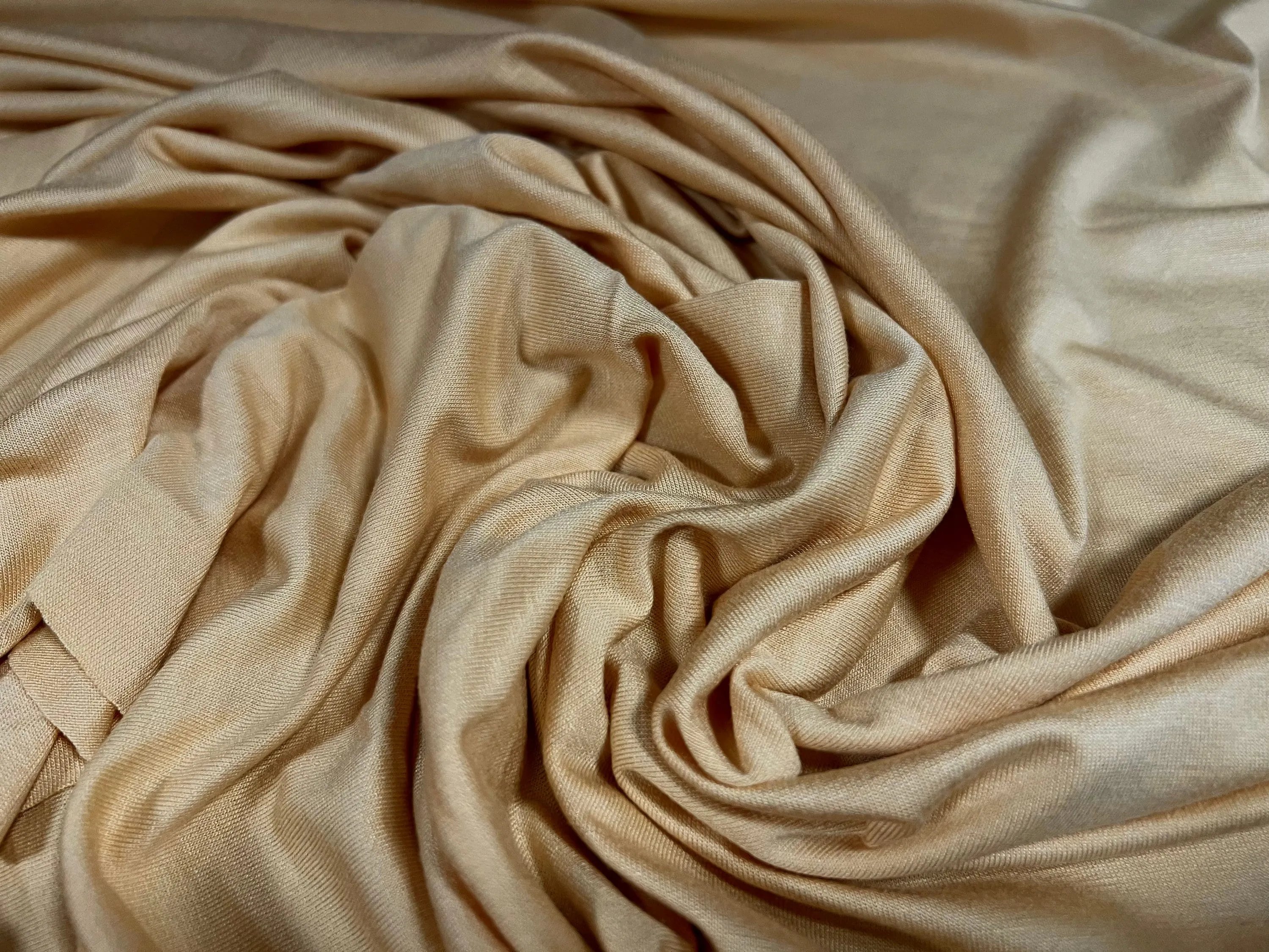 Viscose Spandex stretch single jersey fabric, per metre - plain -  peanut