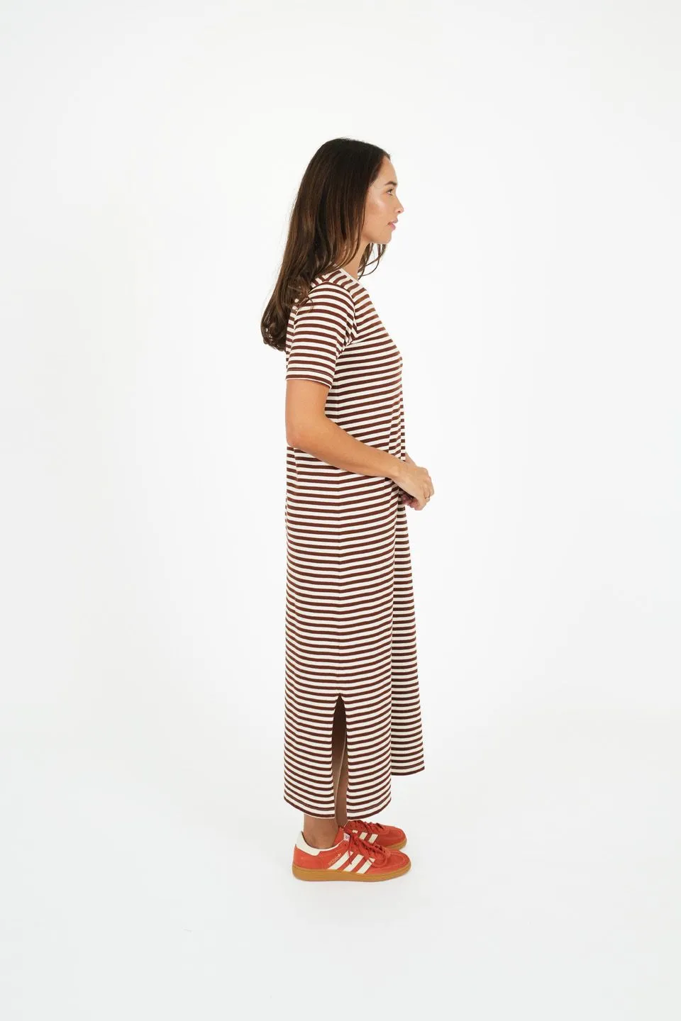 Voyage Striped Dress - Brown