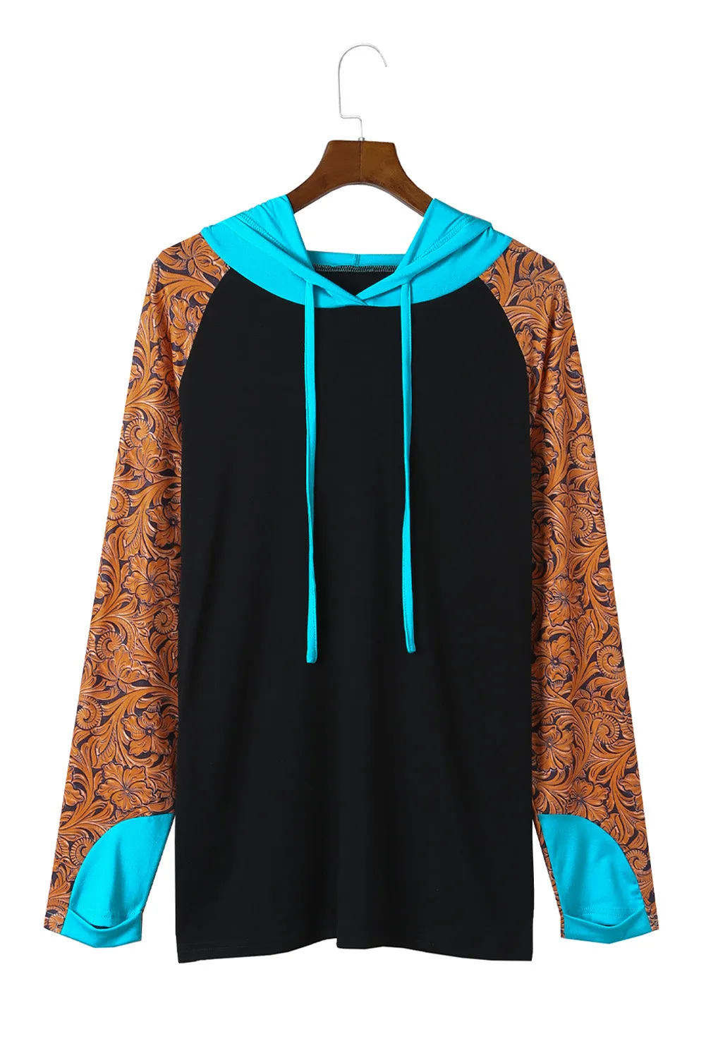 Western Print Color Block Plus Size Hoodie