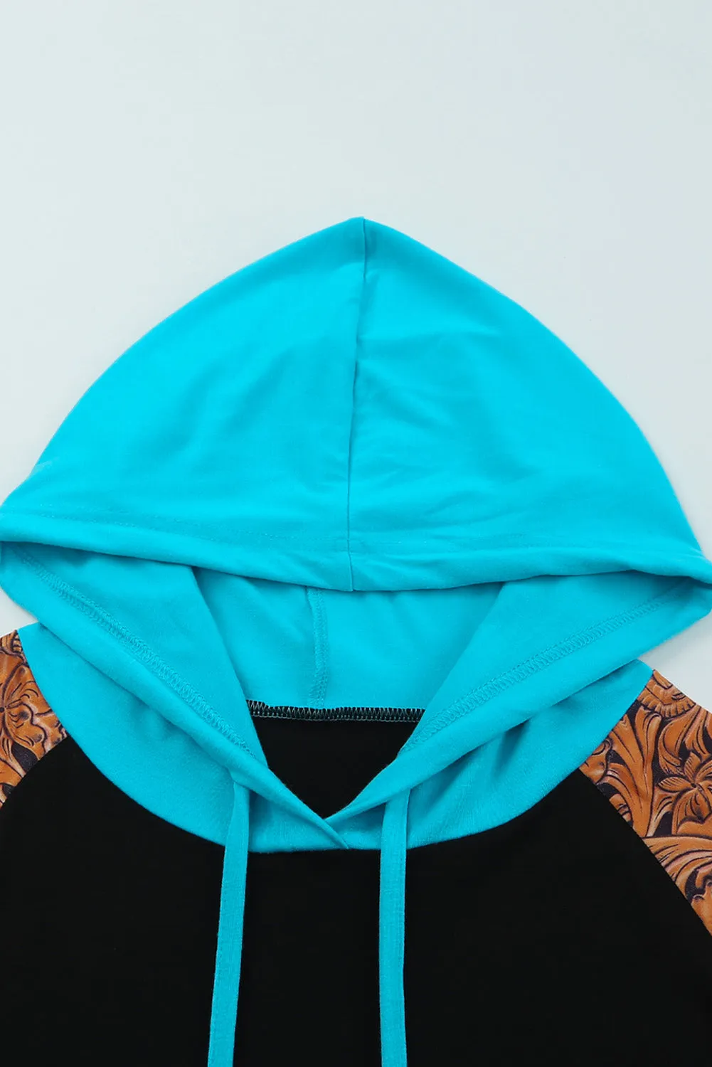 Western Print Color Block Plus Size Hoodie
