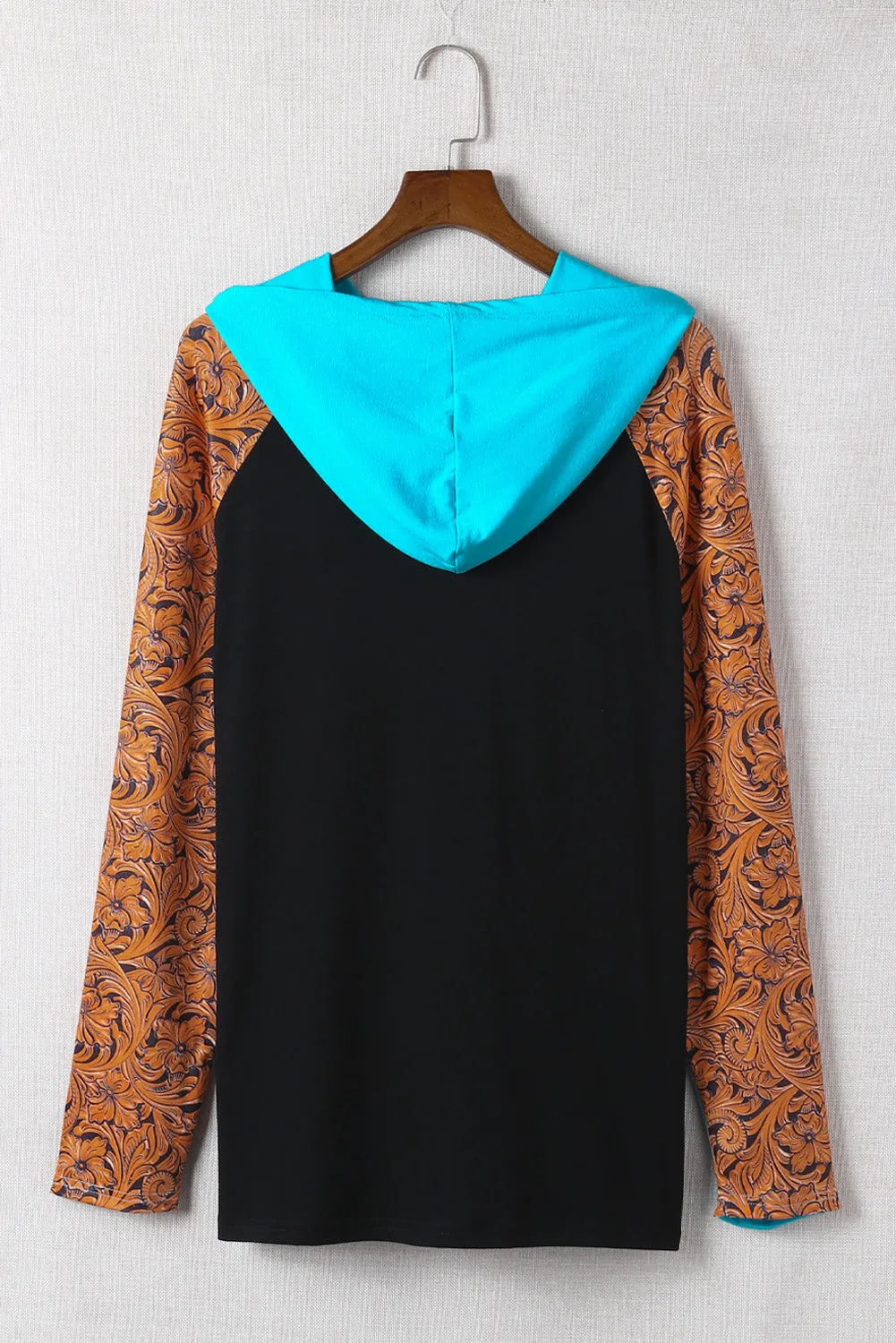 Western Print Color Block Plus Size Hoodie
