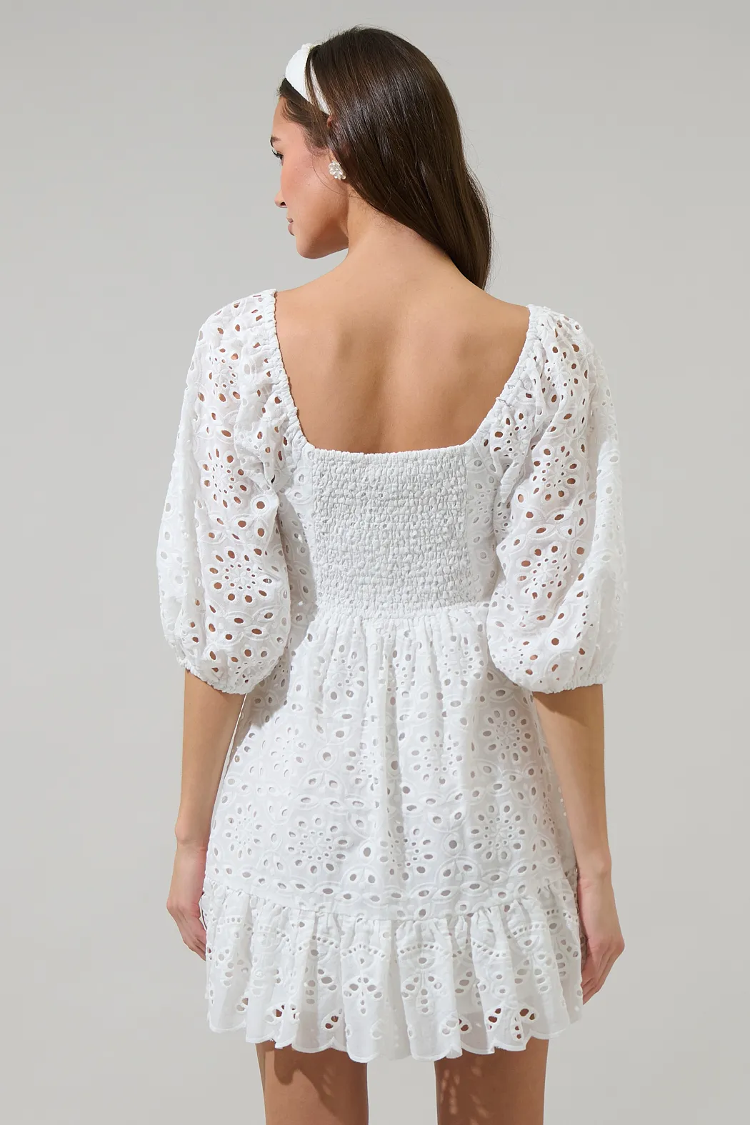 White Eyelet Sweetheart Mini Dress