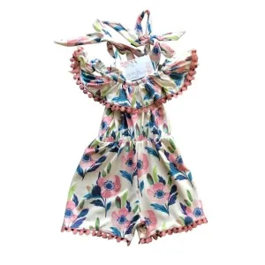White Floral Milk Silk Romper