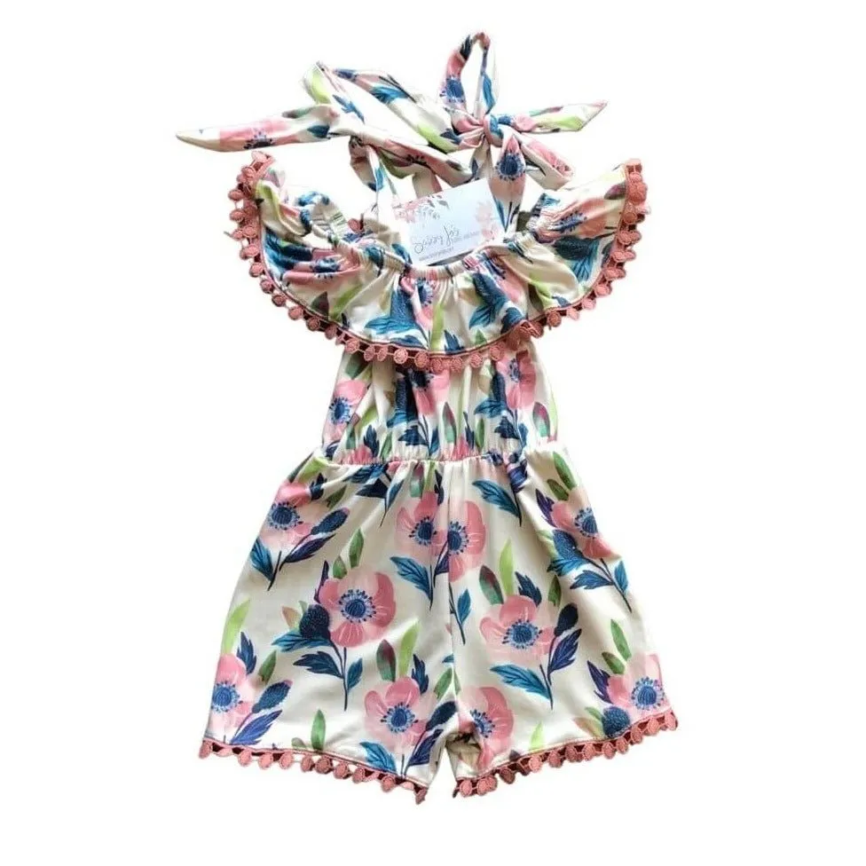 White Floral Milk Silk Romper