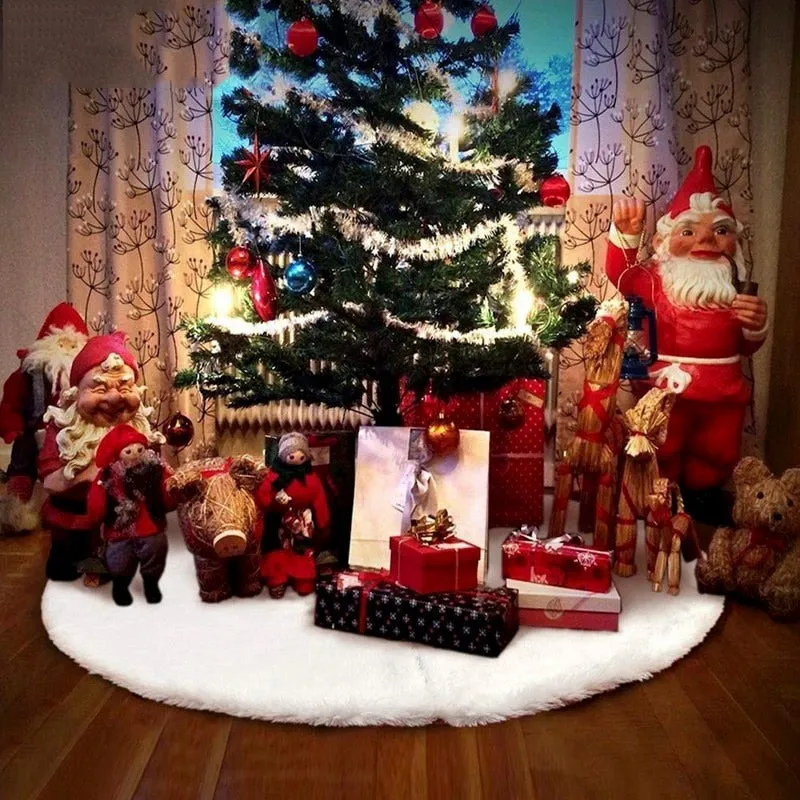 White Plush Christmas Tree Skirts Fur Carpet Merry Christmas Decoration