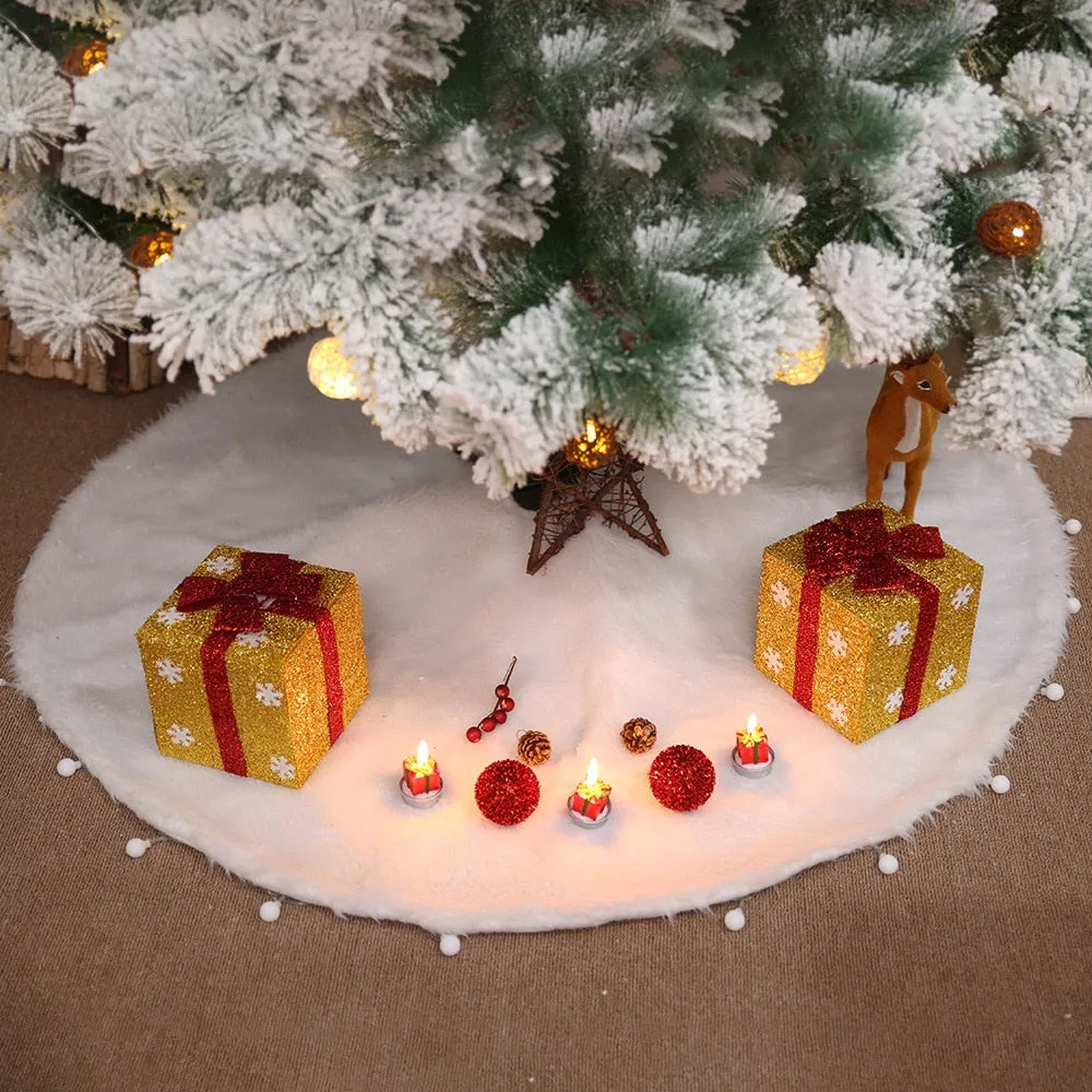 White Plush Christmas Tree Skirts Fur Carpet Merry Christmas Decoration
