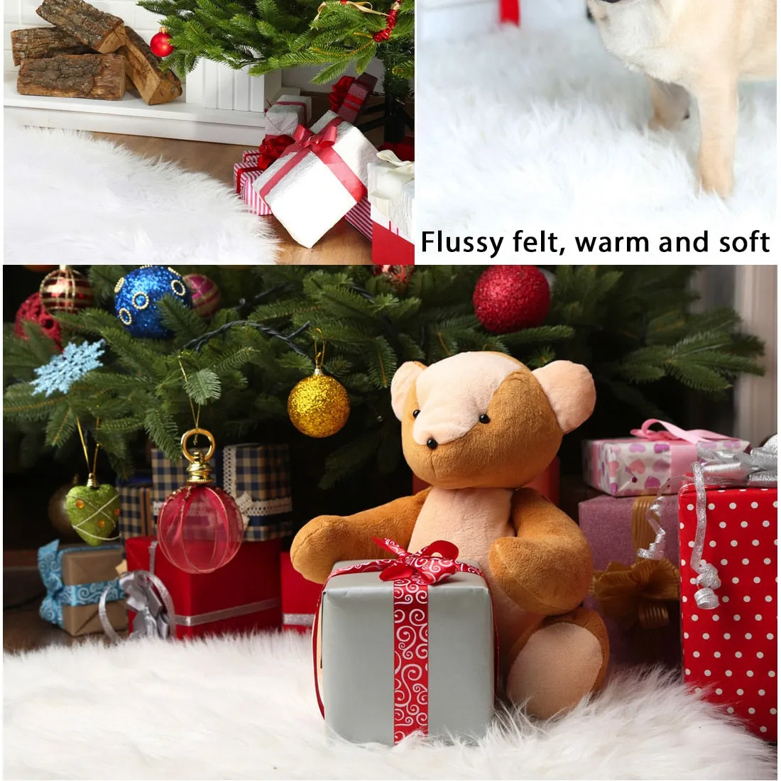 White Plush Christmas Tree Skirts Fur Carpet Merry Christmas Decoration