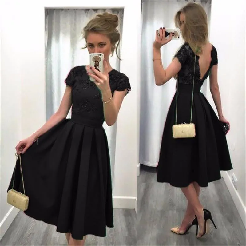 Women Summer Dress Girls Embroidery Lace Party Dresses Backless Vintage Sundress Casual Knee Length Pleated Dress