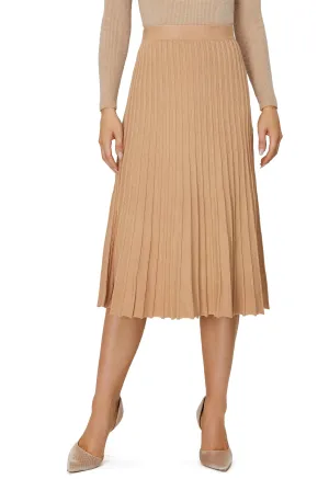 Women's Knit Maxi Pleated Skirts, High Waist Elastic A Line Long Skirt for Fall Winter