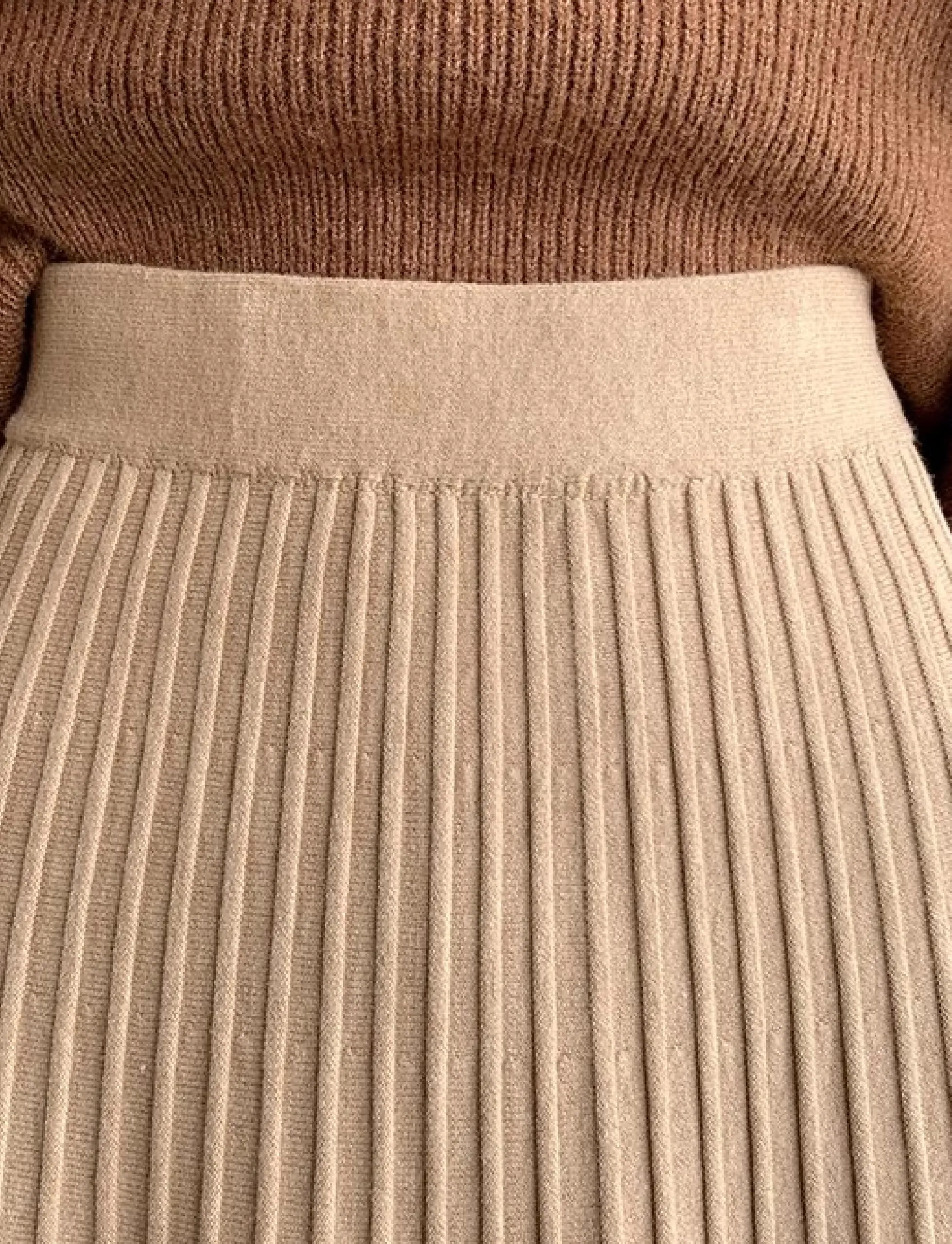 Women's Knit Maxi Pleated Skirts, High Waist Elastic A Line Long Skirt for Fall Winter
