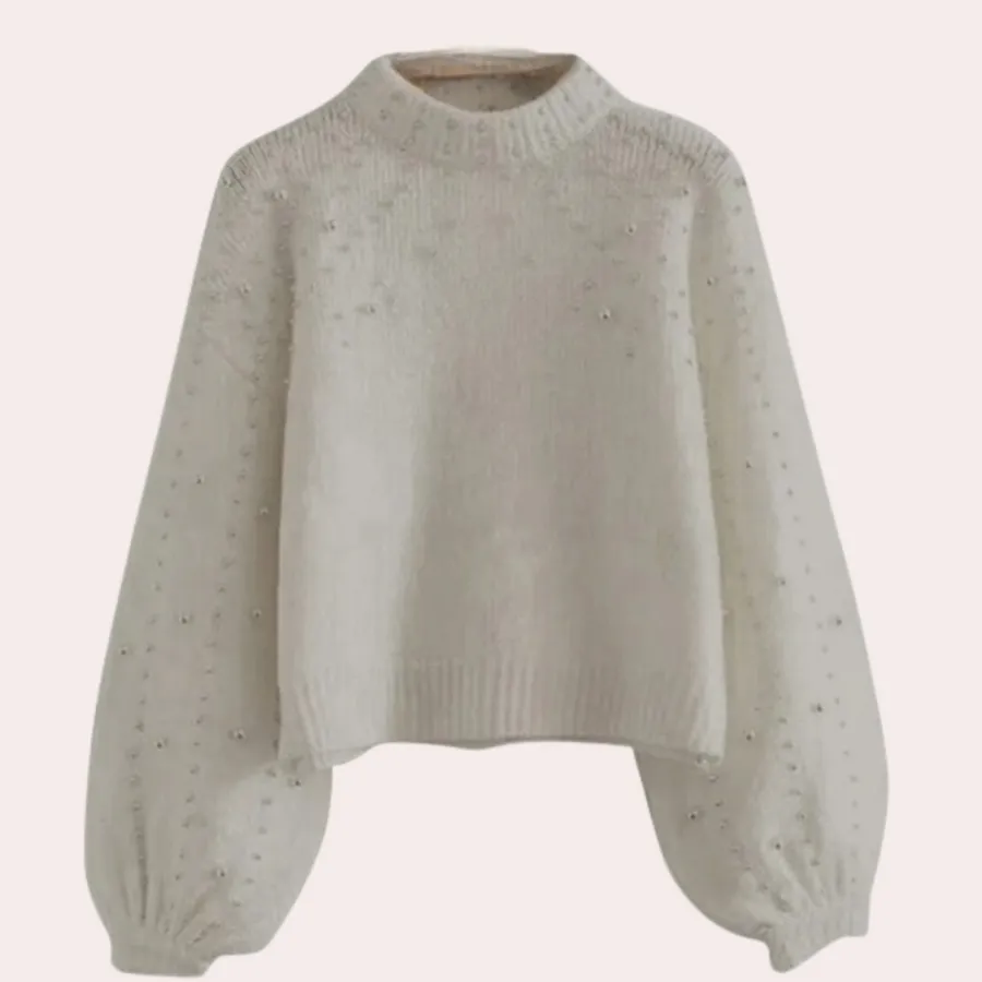 Women's round-neck beaded sweater (Xaviera style)