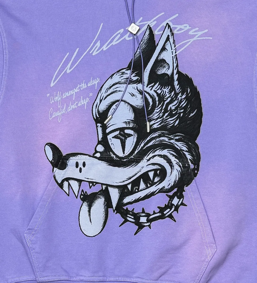 Wrathboy WOLF HEAD GOTHIC HOODIE (ORCHID)
