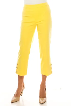 Zac & Rachel Pull-On Button-Leg Detail Capri Pants