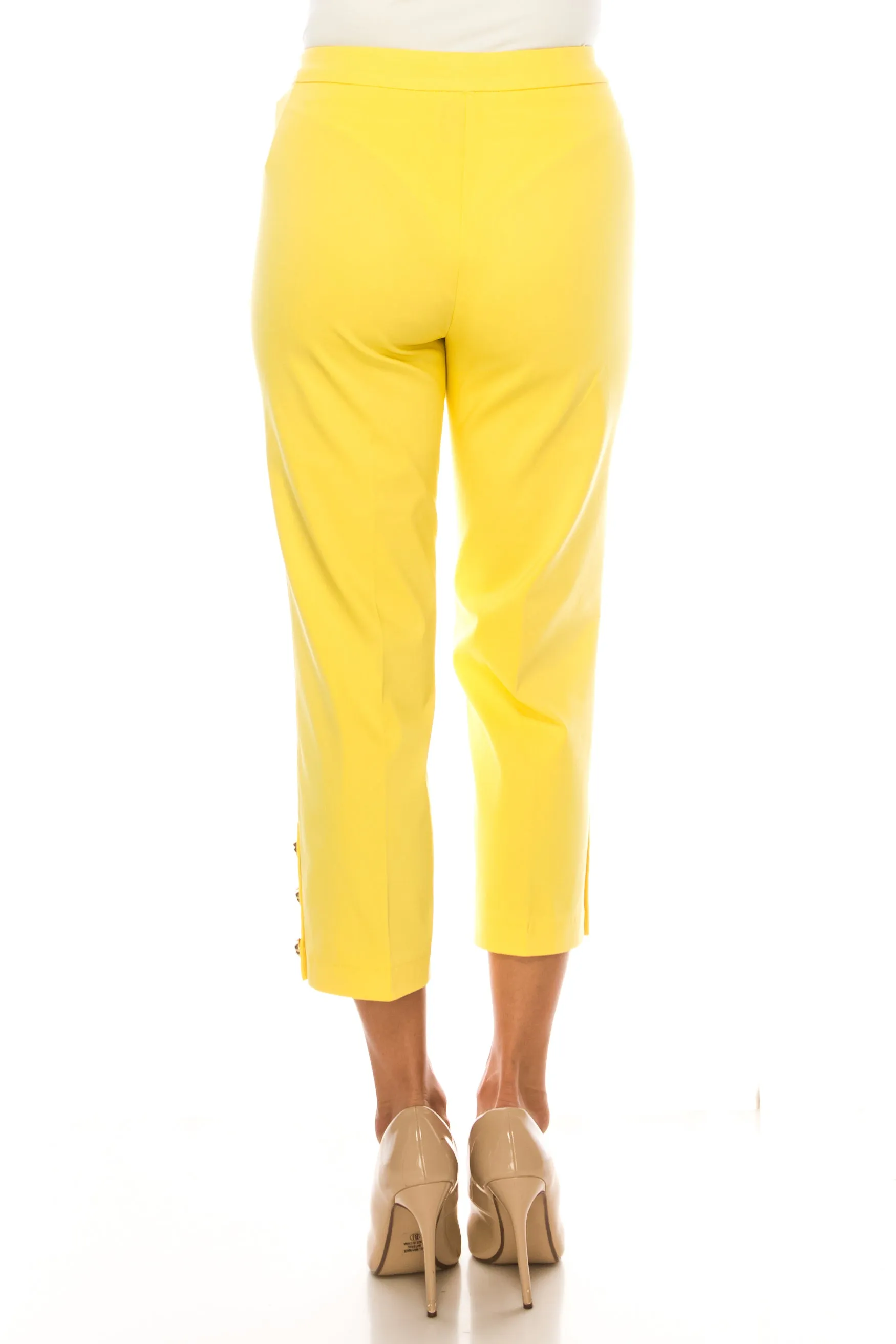 Zac & Rachel Pull-On Button-Leg Detail Capri Pants