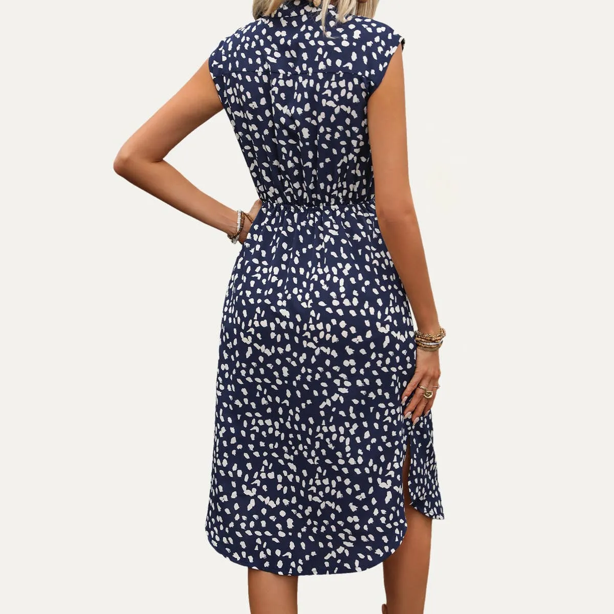 Zip-Up Sleeveless Midi Dress 